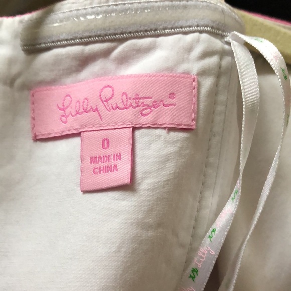 Lilly Pulitzer Pink Strapless Sunflower Blossom Dress Pockets Sz 0 - Picture 7 of 8